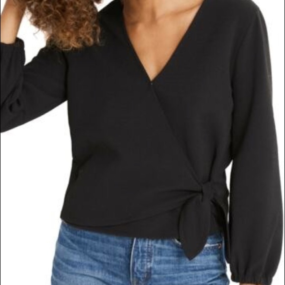 Madewell texture & thread black wrap top